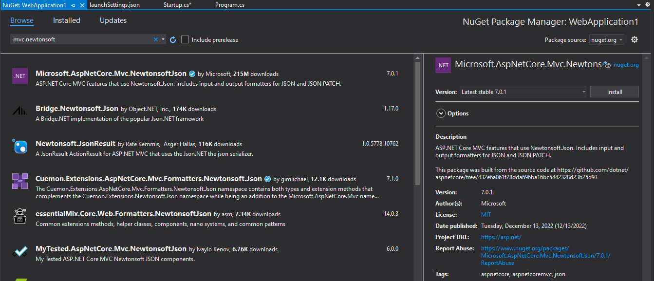 Installing NuGet Package